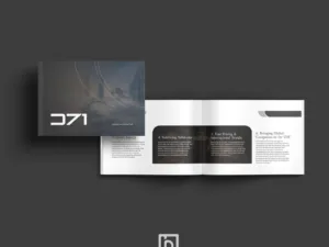 Real estate company profile for D71, created by a top company profile design agency in Dubai